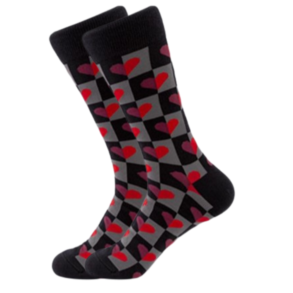 Checkered heart socks for men