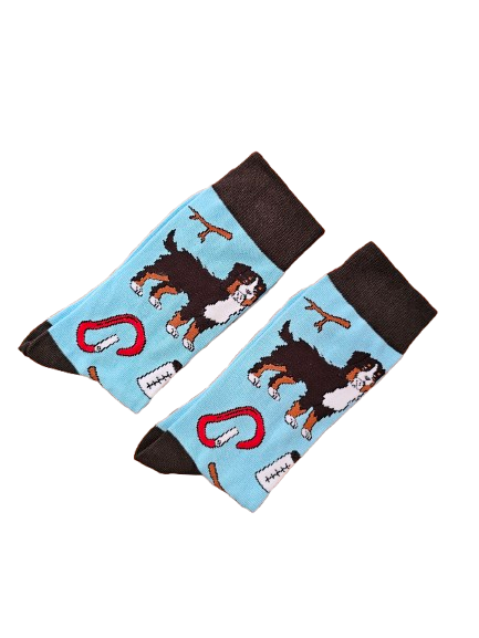 Hiking dog socks folded in half laid flat