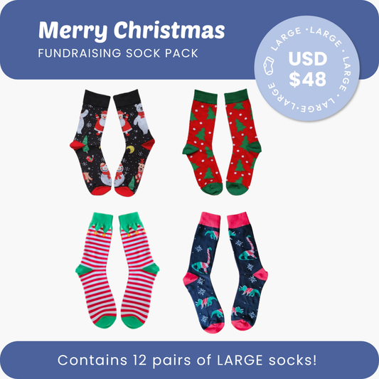 Merry Christmas Fundraising Sock Pack