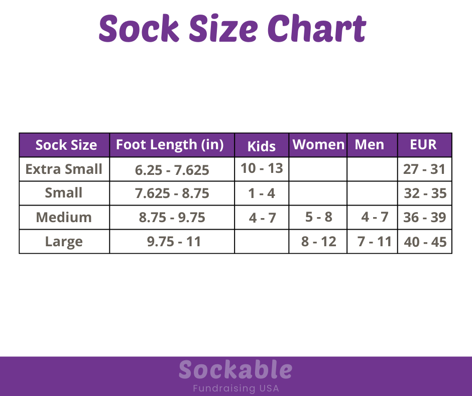 Size Guide | Sockable Fundraising USA – Sockable Fundraising LLC USA