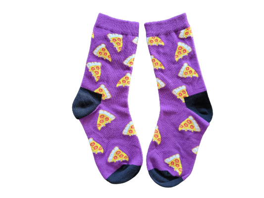 Purple Pizza Socks for Kids